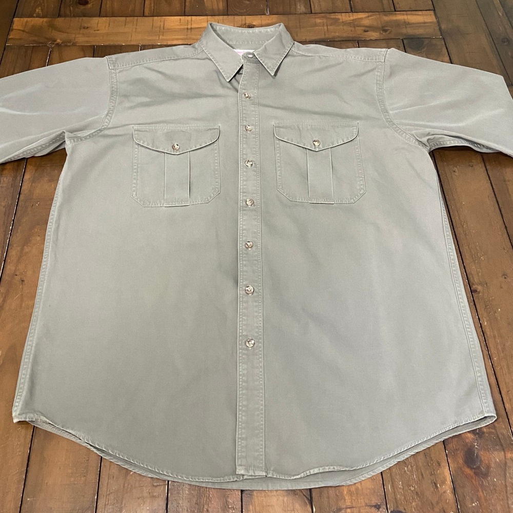 Vintage Filson Shirt Mens 52 XL Extra Long Olive Green Canvas Cotton Made USA